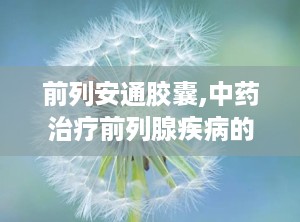 前列安通胶囊,中药治疗前列腺疾病的良方
