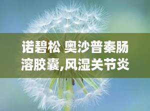 诺碧松 奥沙普秦肠溶胶囊,风湿关节炎、骨关节炎等病症的消炎镇痛良药