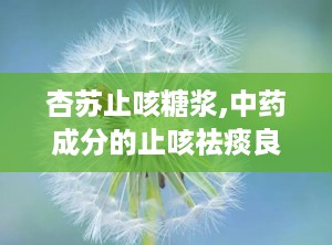 杏苏止咳糖浆,中药成分的止咳祛痰良方