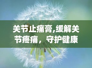 关节止痛膏,缓解关节疼痛，守护健康生活