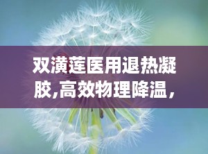 双潢莲医用退热凝胶,高效物理降温，守护家庭健康防线”