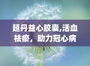 延丹益心胶囊,活血祛瘀，助力冠心病心绞痛辅助治疗
