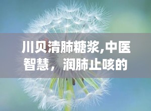 川贝清肺糖浆,中医智慧，润肺止咳的天然良方