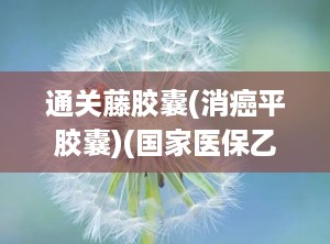 通关藤胶囊(消癌平胶囊)(国家医保乙类),通关藤胶囊(消癌平胶囊)：国家医保乙类药品功效之解析