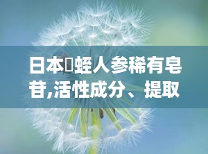 日本龍蛭人参稀有皂苷,活性成分、提取工艺与药理作用”