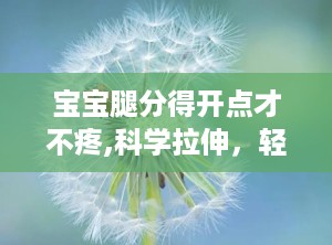 宝宝腿分得开点才不疼,科学拉伸，轻松应对腿疼困扰