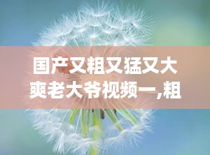 国产又粗又猛又大爽老大爷视频一,粗犷激情，爽快人生