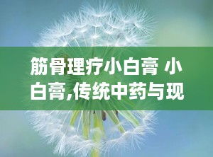 筋骨理疗小白膏 小白膏,传统中药与现代科技的完美结合，缓解疼痛，守护健康