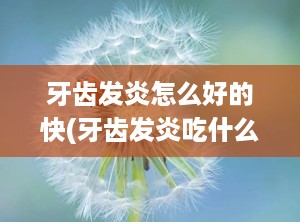 牙齿发炎怎么好的快(牙齿发炎吃什么好得快)
