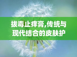 拔毒止痒膏,传统与现代结合的皮肤护理良方