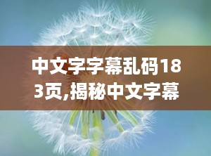 中文字字幕乱码183页,揭秘中文字幕乱码之谜