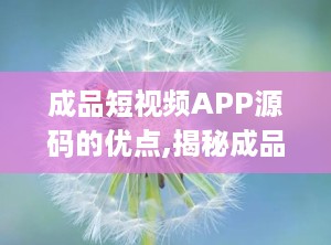 成品短视频APP源码的优点,揭秘成品短视频APP源码的五大优势