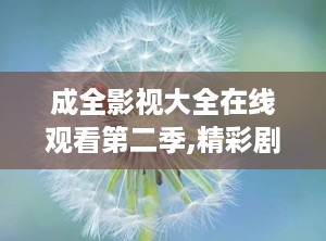 成全影视大全在线观看第二季,精彩剧情再续篇章