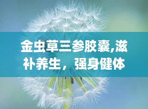金虫草三参胶囊,滋补养生，强身健体的天然良方