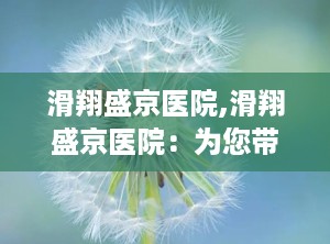 滑翔盛京医院,滑翔盛京医院：为您带来专业、贴心的医疗服务