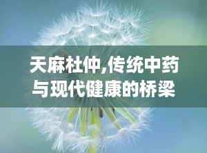 天麻杜仲,传统中药与现代健康的桥梁”