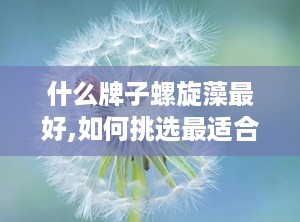 什么牌子螺旋藻最好,如何挑选最适合您的健康良伴”
