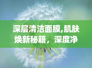 深层清洁面膜,肌肤焕新秘籍，深度净化，焕发青春光彩