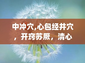 中冲穴,心包经井穴，开窍苏厥，清心泄热，通络止痛的神奇作用