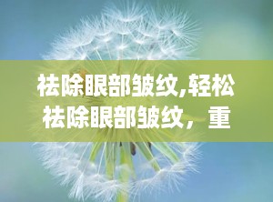 祛除眼部皱纹,轻松祛除眼部皱纹，重拾青春光彩
