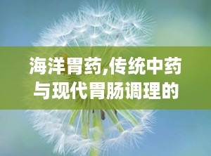 海洋胃药,传统中药与现代胃肠调理的完美结合