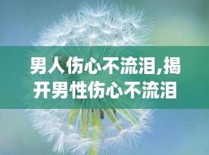 男人伤心不流泪,揭开男性伤心不流泪的内心世界