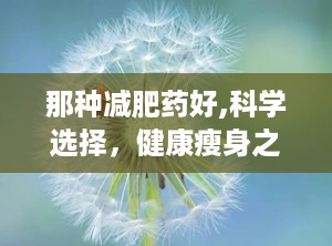 那种减肥药好,科学选择，健康瘦身之道