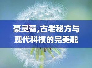 豪灵膏,古老秘方与现代科技的完美融合