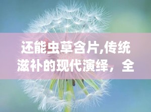 还能虫草含片,传统滋补的现代演绎，全面解析其功效与作用”