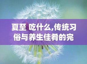 夏至 吃什么,传统习俗与养生佳肴的完美融合