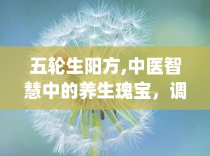 五轮生阳方,中医智慧中的养生瑰宝，调和五行，强身健体之道”