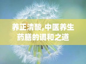 养正清酸,中医养生药膳的调和之道