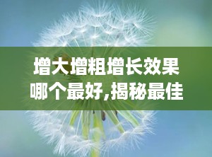 增大增粗增长效果哪个最好,揭秘最佳效果秘籍
