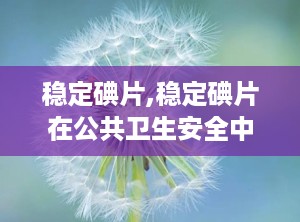 稳定碘片,稳定碘片在公共卫生安全中的应用与挑战
