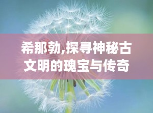 希那勃,探寻神秘古文明的瑰宝与传奇