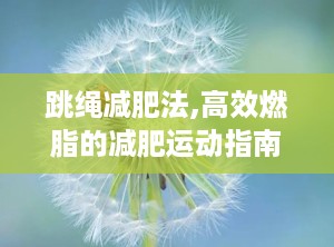 跳绳减肥法,高效燃脂的减肥运动指南”