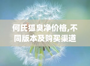 何氏狐臭净价格,不同版本及购买渠道价格对比