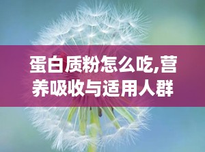 蛋白质粉怎么吃,营养吸收与适用人群解析