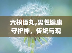 六根谭丸,男性健康守护神，传统与现代的完美结合