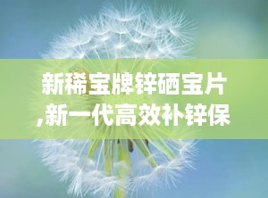 新稀宝牌锌硒宝片,新一代高效补锌保健食品的全面解析