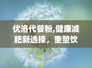 优洛代餐粉,健康减肥新选择，重塑饮食新理念”