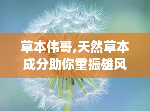 草本伟哥,天然草本成分助你重振雄风