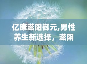 亿康滋阳御元,男性养生新选择，滋阴补肾，提升性功能