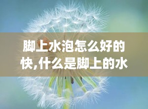 脚上水泡怎么好的快,什么是脚上的水泡？