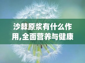 沙棘原浆有什么作用,全面营养与健康益处的天然源泉