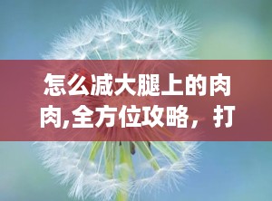 怎么减大腿上的肉肉,全方位攻略，打造完美腿部线条”