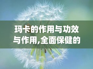 玛卡的作用与功效与作用,全面保健的天然秘宝，提升生活品质的五大神奇功效