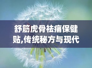 舒筋虎骨祛痛保健贴,传统秘方与现代科技的完美结合