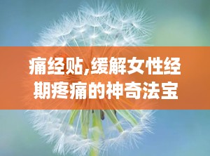 痛经贴,缓解女性经期疼痛的神奇法宝