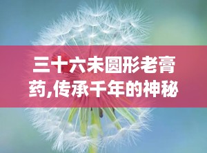 三十六未圆形老膏药,传承千年的神秘疗愈秘方揭秘